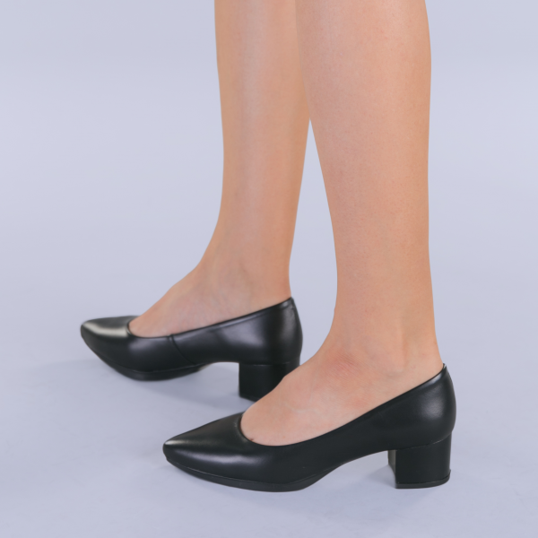 Pantofi dama piele cu toc Aras negri, 3 - Kalapod.net